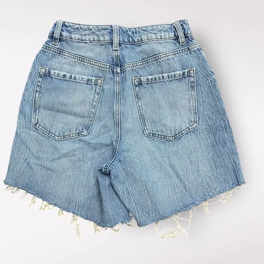 Garage Denim Wide Leg Distressed Shorts Womens Size 3‎ Blue Streetwear